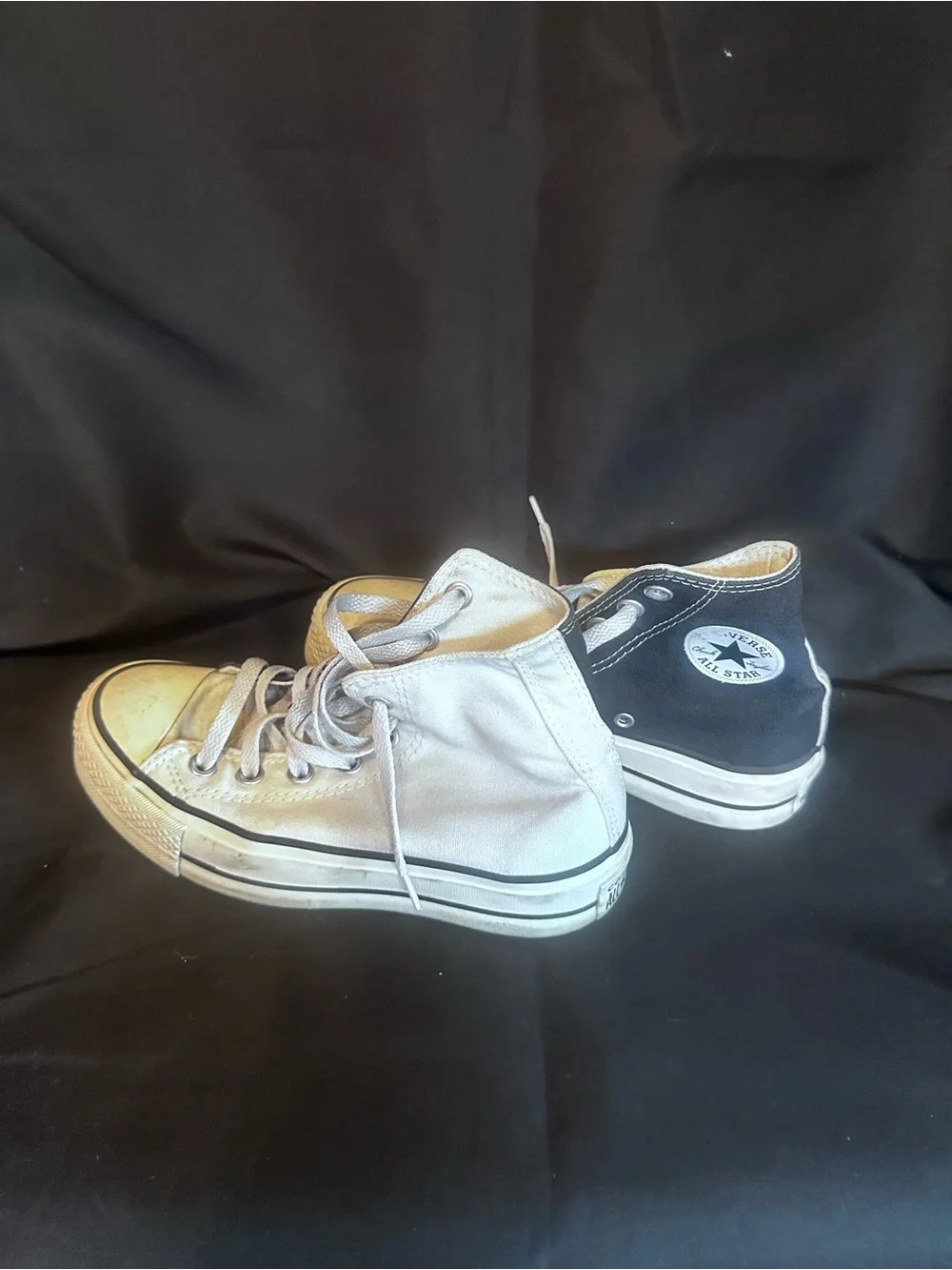 #S-1103 Converse Kids High Top Sneakers in Black and White